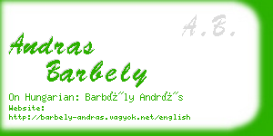 andras barbely business card